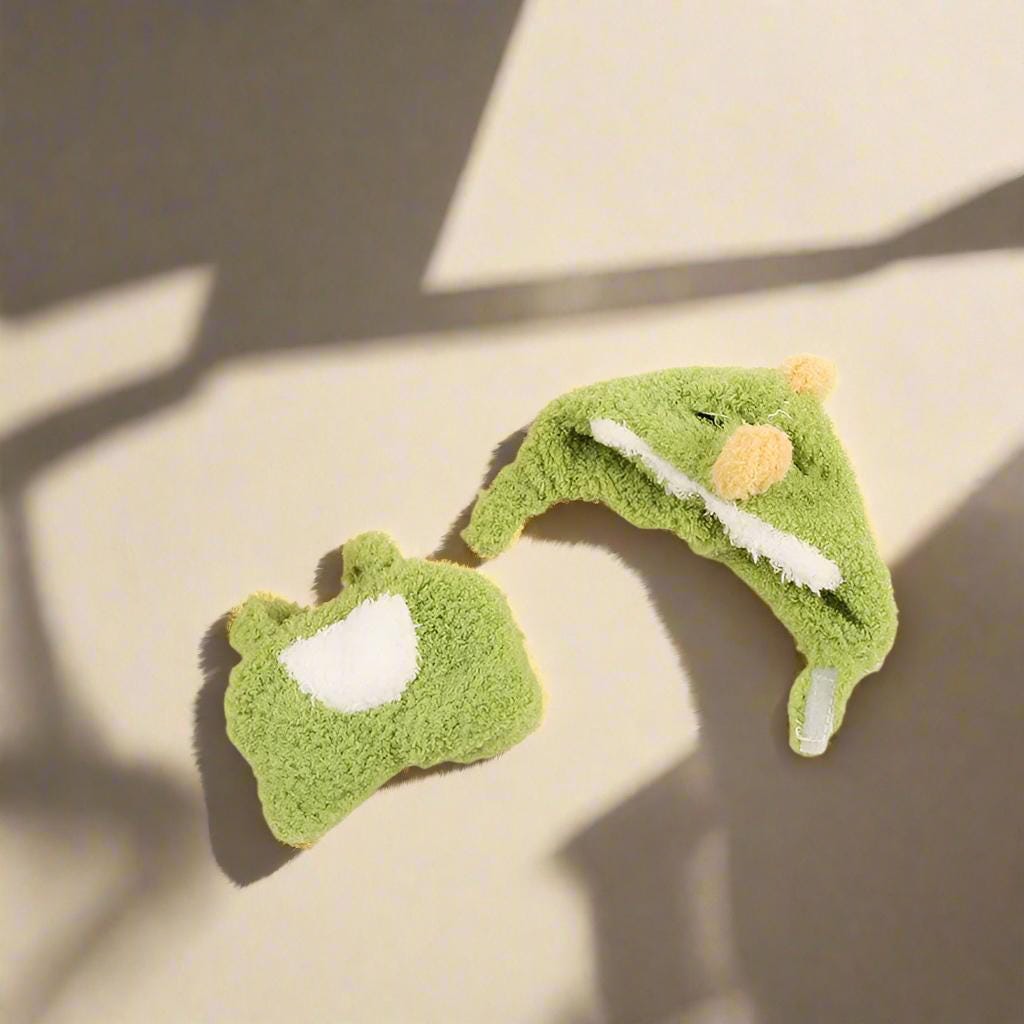 Green Dino Labubu Pajama Outfit – Handmade Plush Romper for Labubu Figure | Cozy Dinosaur Costume with Spikes & Tail