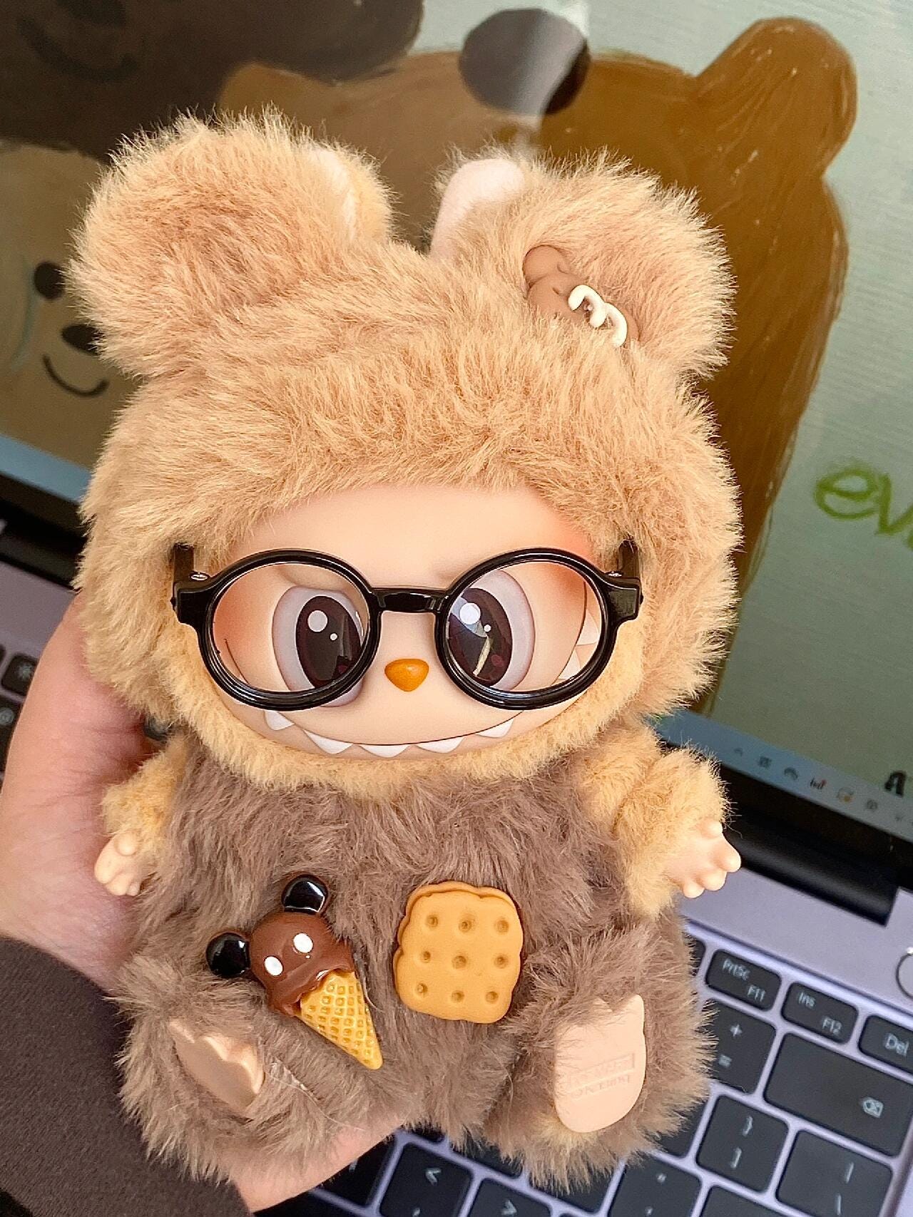 Dessert Bear Doll Outfit – Handmade Plush Costume with Cookie & Ice Cream Details | Cozy Bear Romper for bubu Doll Collectible