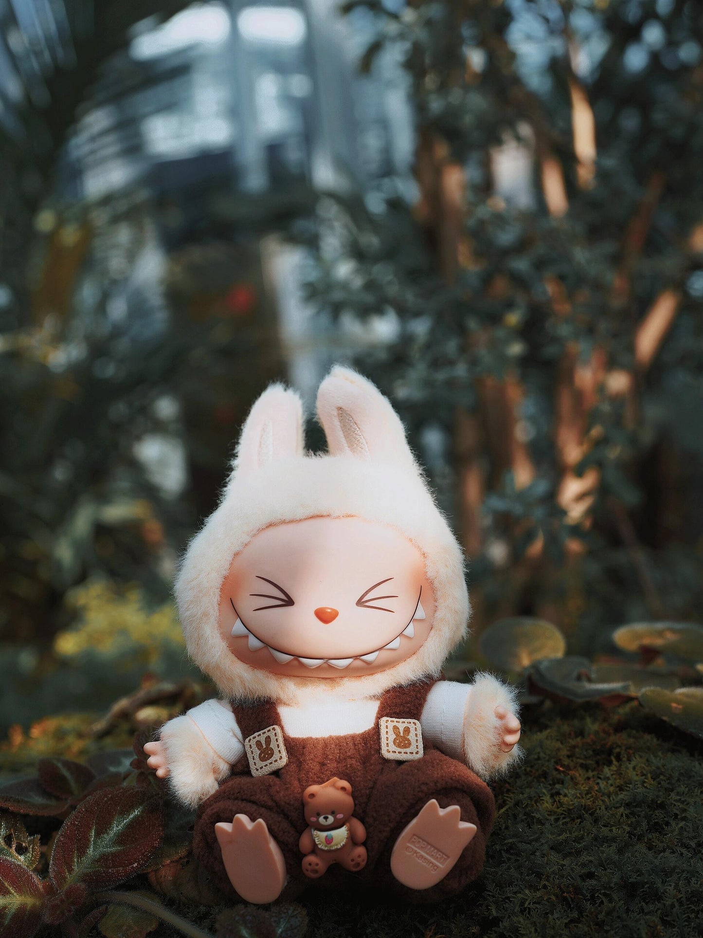Handmade Bunny Doll Outfit – Cozy Plush Romper with Bear Pockets & Scarf | Winter Doll Clothing for bubu Collectible