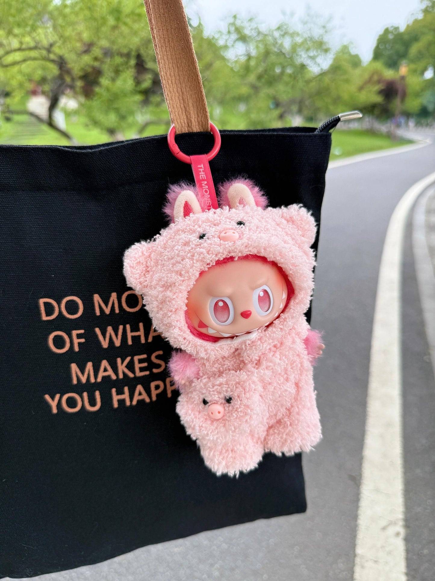 Piggy Doll Outfit – Handmade Pink Plush Romper with 3D Snout & Mini Pig Pocket | Cute Animal Doll Clothes for bubu Collectible