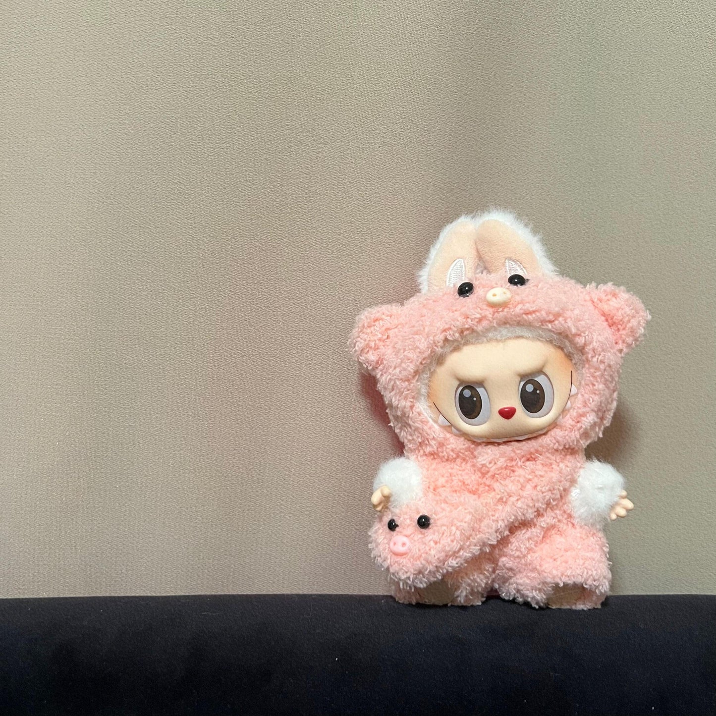 Piggy Doll Outfit – Handmade Pink Plush Romper with 3D Snout & Mini Pig Pocket | Cute Animal Doll Clothes for bubu Collectible