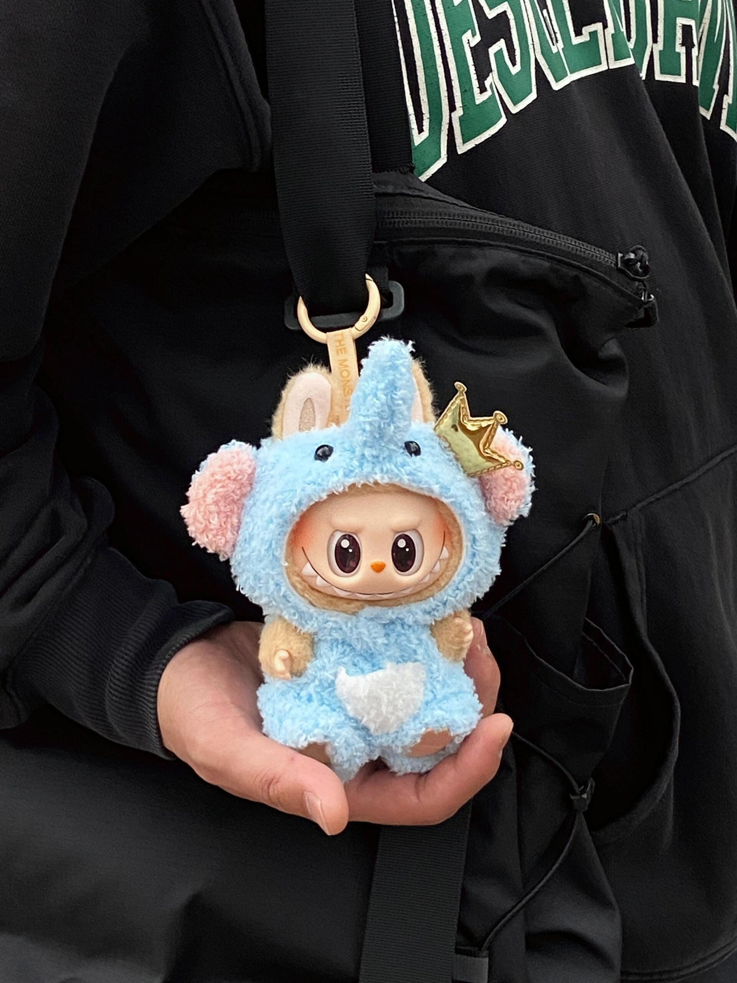 Blue Elephant Doll Outfit – Handmade Plush Romper with Crown & Trunk Hood | Kawaii Animal Doll Clothes for bubu Collectible