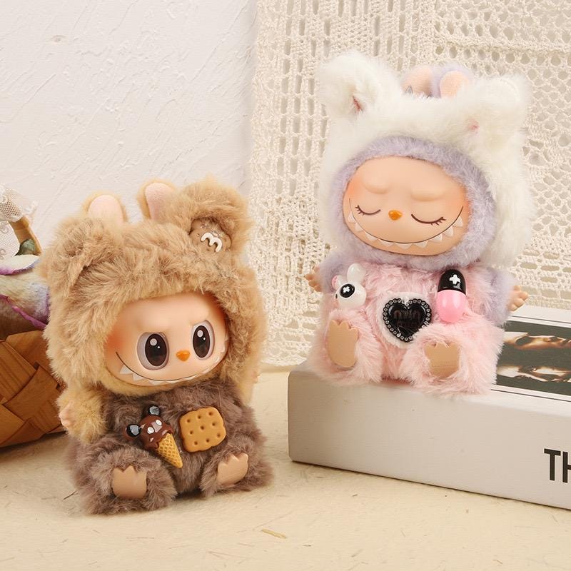 Dessert Bear Doll Outfit – Handmade Plush Costume with Cookie & Ice Cream Details | Cozy Bear Romper for bubu Doll Collectible