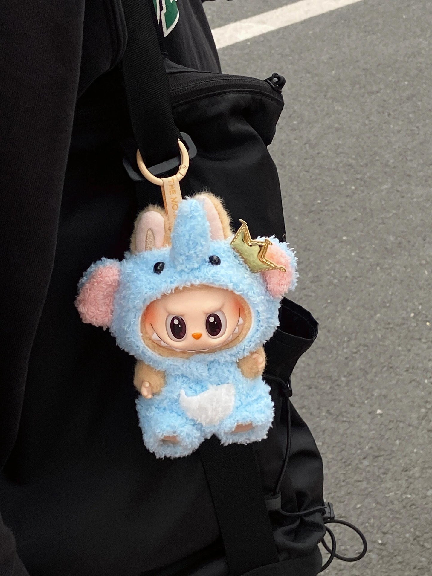 Blue Elephant Doll Outfit – Handmade Plush Romper with Crown & Trunk Hood | Kawaii Animal Doll Clothes for bubu Collectible