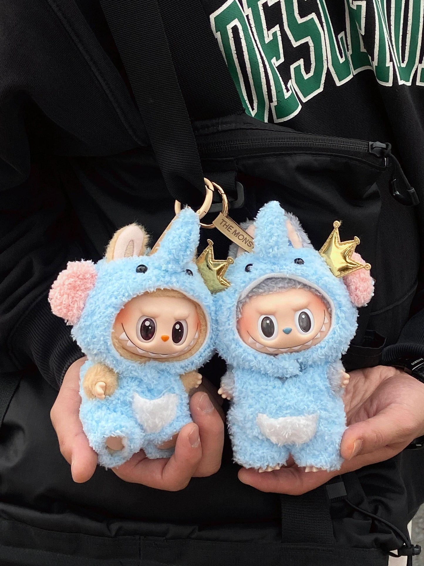 Blue Elephant Doll Outfit – Handmade Plush Romper with Crown & Trunk Hood | Kawaii Animal Doll Clothes for bubu Collectible