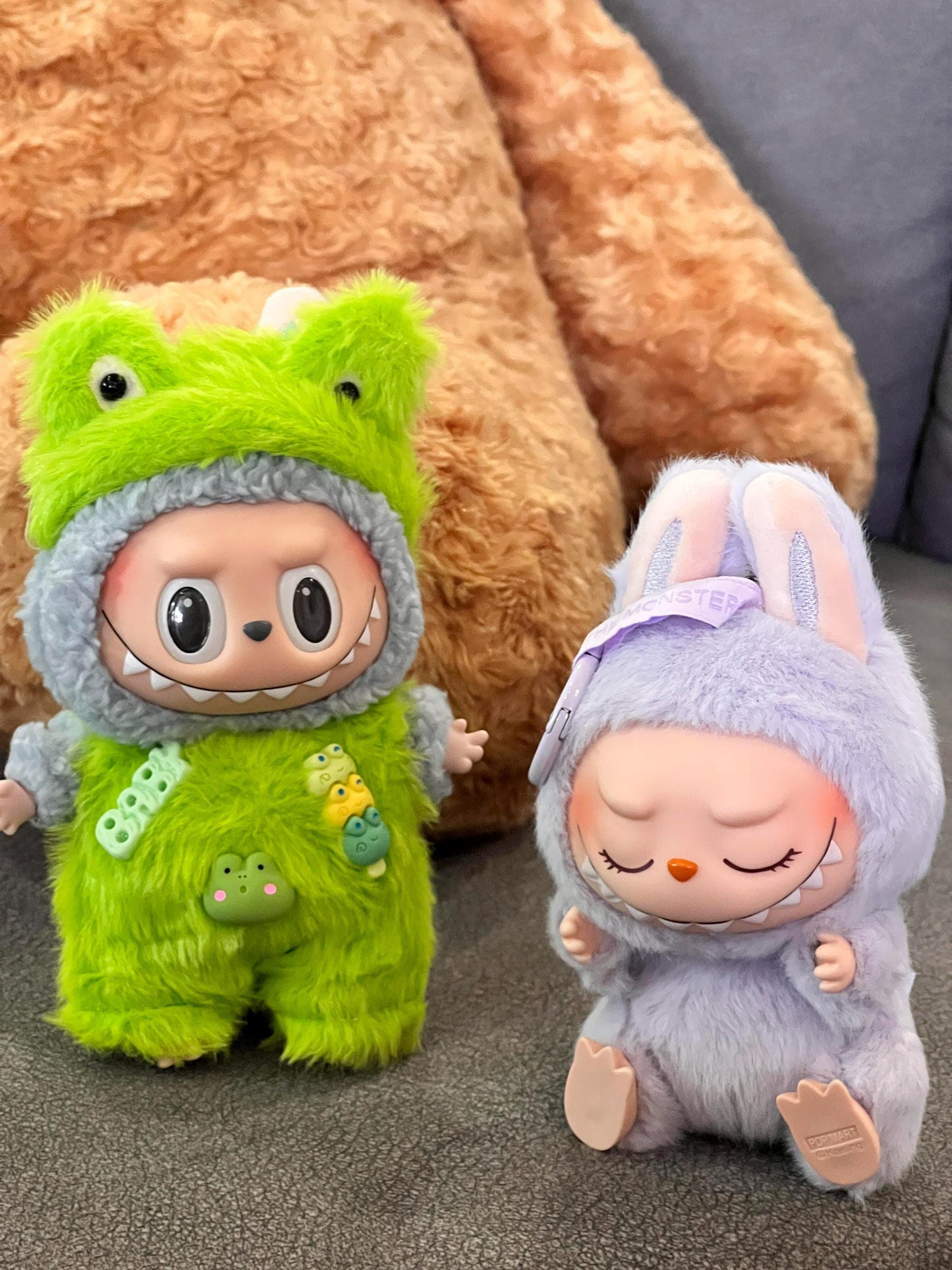 Frog Monster Doll Outfit β Handmade Neon Green Furry Romper with Frog Charms & Hood | Kawaii bubu Animal Doll Clothes