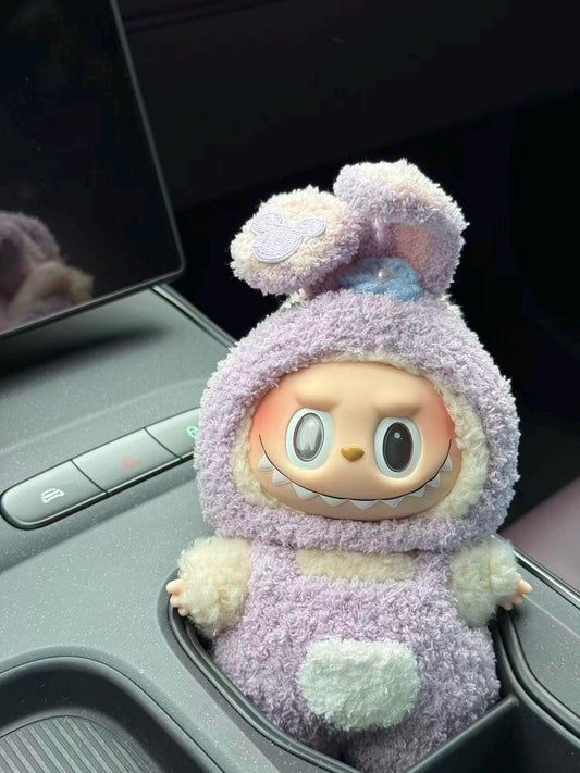 Lavender Bunny Doll Outfit – Handmade Plush Romper with Floral Detail & Long Ears | Soft Spring Doll Clothes for bubu Collectible